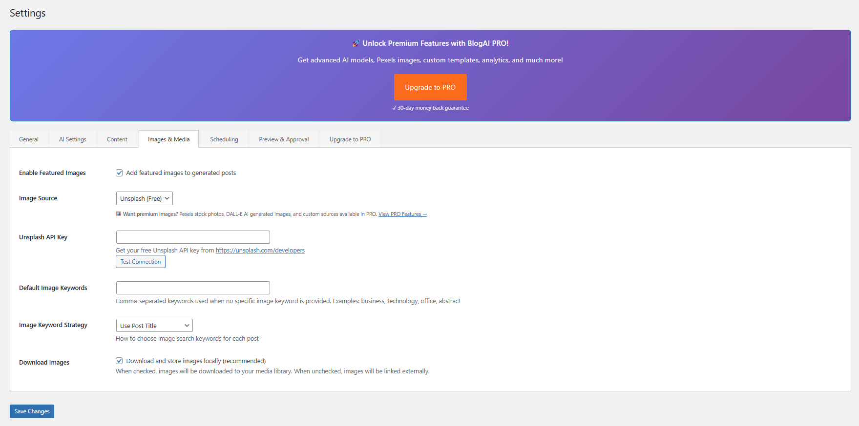 Image and Media Settings